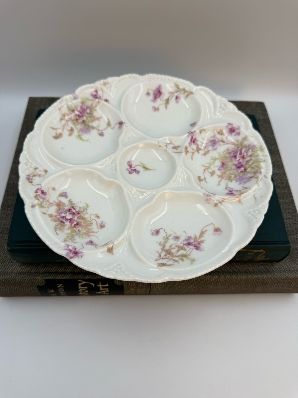 Antique Theodore Haviland Limoges France Oyster Plate Pink Floral 8.5”